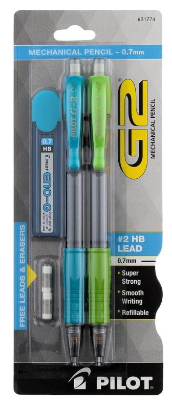 G2 Mechanical Pencils 0.5mm HB Lead Asst. Barrel Colors 4 PCS
