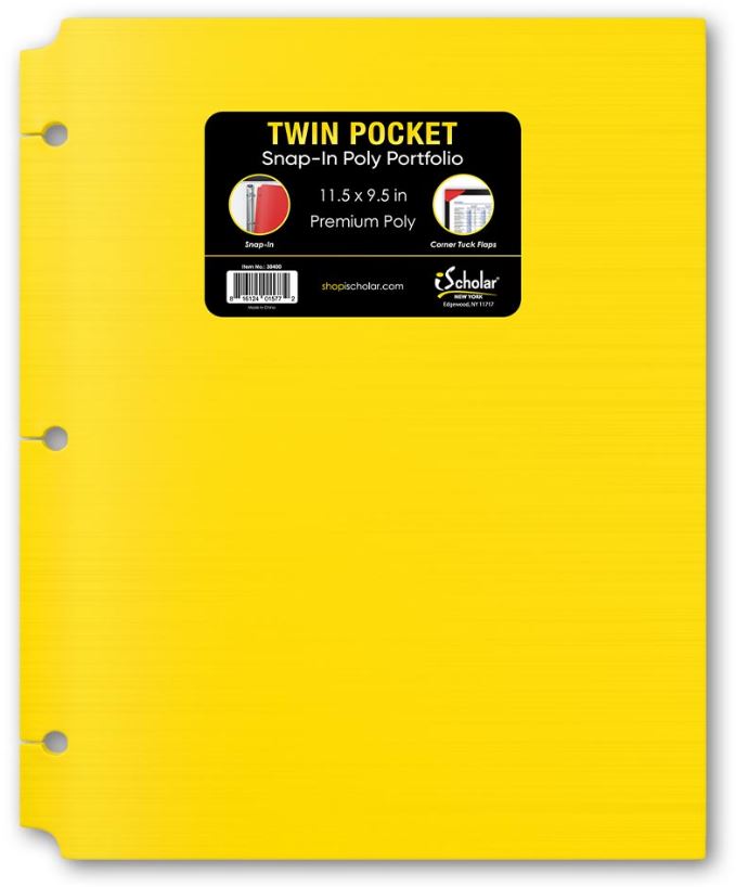 Twin Pocket Poly Portfolio With Hole Punch