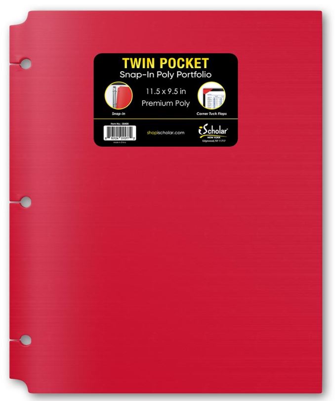 Twin Pocket Poly Portfolio With Hole Punch