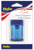 Helix Canister 2 Hole Pencil Sharpener Assorted Colors