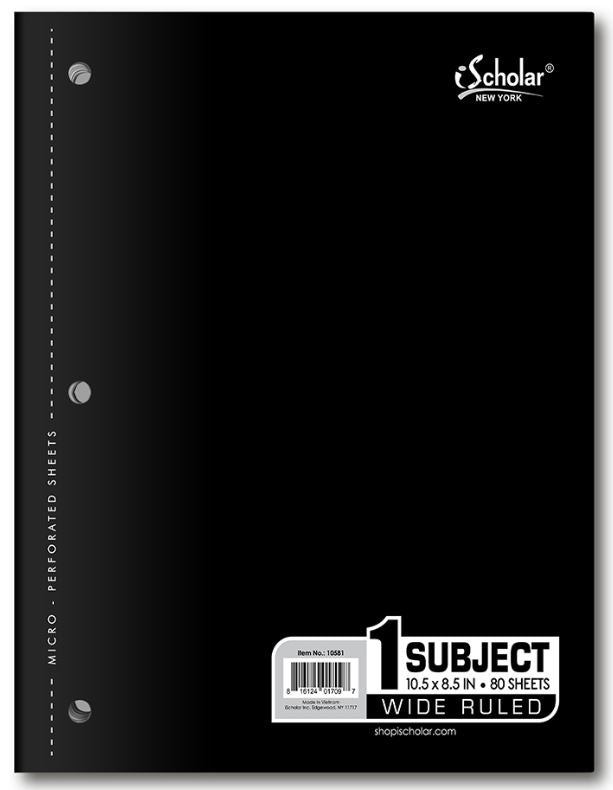 1 Subject Coil-less Notebook Wide Ruled 80 Sheet