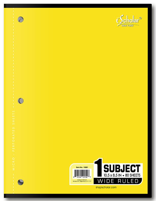 1 Subject Coil-less Notebook Wide Ruled 80 Sheet