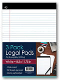 iQ Legal Pad White 8.5" x 11.75" 150 Sheets Pkg. 3