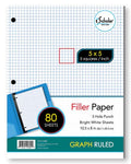 Filler Paper 5 x 5 Graph Ruled 10.5" x 8" Pkg. 80