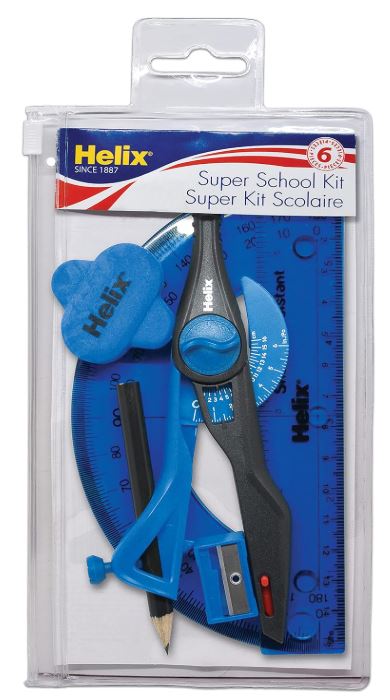 Helix Super School Kit Measuring Dimensions Assorted Colors 7 PCS