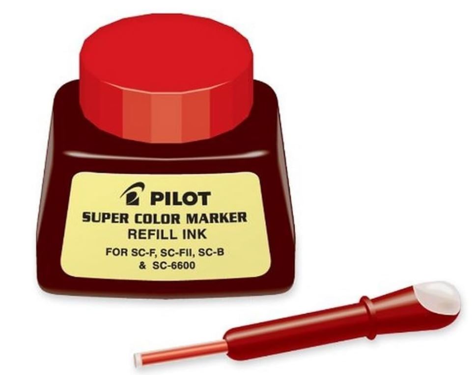 Super Color Permanent Marker Refill Ink Red Ink 1 Ounce Bottle with Dropper