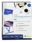 Pin Style Name Badges, Kit with inserts, clear, 4 x 3, 100/BX