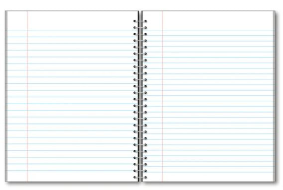5 Subject Wirebound Notebook Wide Ruled 10.5" x 8" 180 Sheets