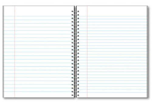 5 Subject Wirebound Notebook Wide Ruled 10.5" x 8" 180 Sheets