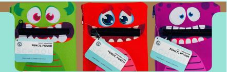 FUN MONSTERS ZIPPER PENCIL POUCH