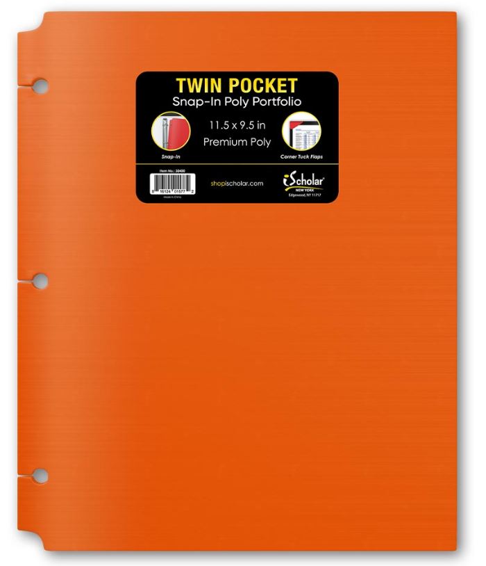 Twin Pocket Poly Portfolio With Hole Punch