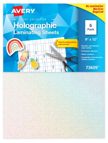 Holographic Laminating Sheets 9" x 12" Pkg. 5