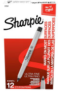Sharpie Permanent Markers Ultra Fine Tip Black Cj. 12