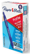 Paper Mate Profile Ballpoint Pen Retractable Pen 1.0 mm Medium Blue Cj. 12