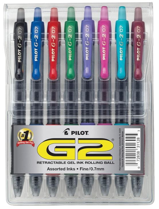 G2 Retractable Gel Pens Fine Point 0.7 mm Asst. Colors Ink Pkg. 8