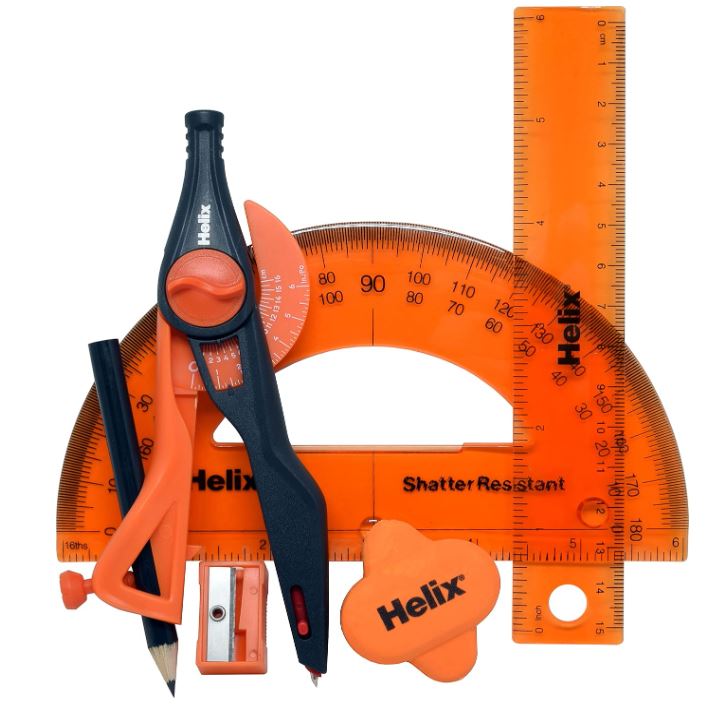 Helix Super School Kit Measuring Dimensions Assorted Colors 7 PCS