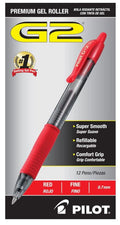 G2 Retractable Gel Pens Fine Point 0.7 mm Red Ink CJ. 12