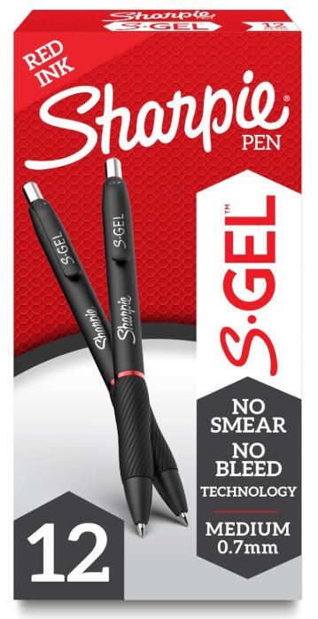 Sharpie S-Gel Pens Medium Point 0.7 mm Red Cj. 12