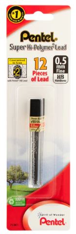 Super Hi-Polymer Lead Refill 0.5 mm Fine 12 Leads