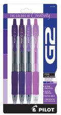 G2 Retractable Gel Pens Fine Point 0.7 mm Asst. Purple Ink Pkg. 4