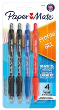 Paper Mate Profile Gel Pen Retractable 0.7 mm Medium Assorted Color Pkg. 4