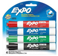 EXPO Dry Erase Markers Low Odor Ink Chisel Tip Black Pkg. 4