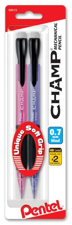Champ Mechanical Pencil 0.7mm Assorted Barrels Pkg. 2