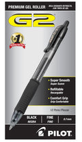 G2 Retractable Gel Pens Fine Point 0.7 mm Black Ink CJ. 12
