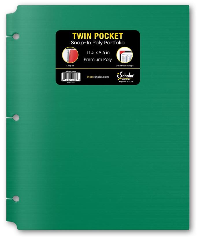 Twin Pocket Poly Portfolio With Hole Punch