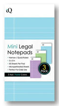 3 Pack iQ Pastel Mini Writing Pads 3" x 5" 150 Sheets