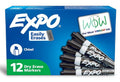 EXPO Dry Erase Markers Low Odor Ink Chisel Tip Black Cj. 12