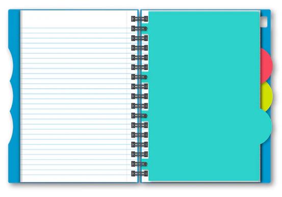 iQ 3 Subject Poly Double Wire Notebook College Ruled 9.5" x 6.5" 120 Sheets
