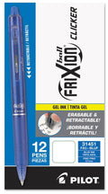 FriXion Clicker Erasable Pens Retractable Gel Ink Pens 0.7 mm Fine Blue Cj. 12