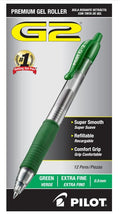 G2 Retractable Gel Pens Extra Fine Point 0.5 mm Green Ink CJ. 12