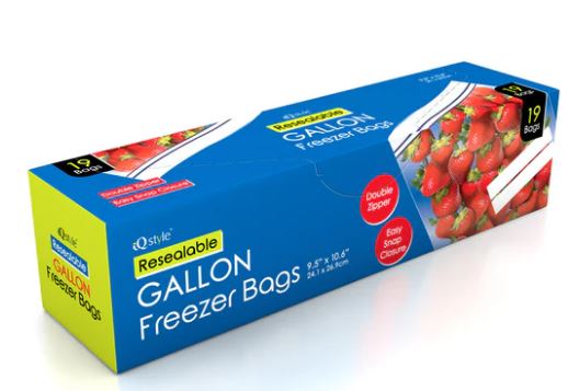 iQ Style Resealable Gallon Freezer Bags Double Zipper 19CT