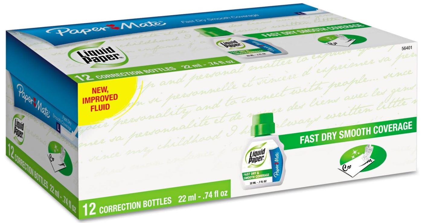 Paper Mate Liquid Paper Fast Dry Correction Fluid 22 ml Cj. 12