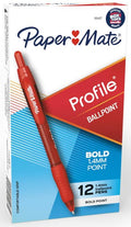 Paper Mate Profile Ballpoint Pen Retractable Pen 1.4 mm Bold Red Cj. 12