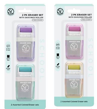 2PK ERASER WITH SHAVINGS ROLLER ASST