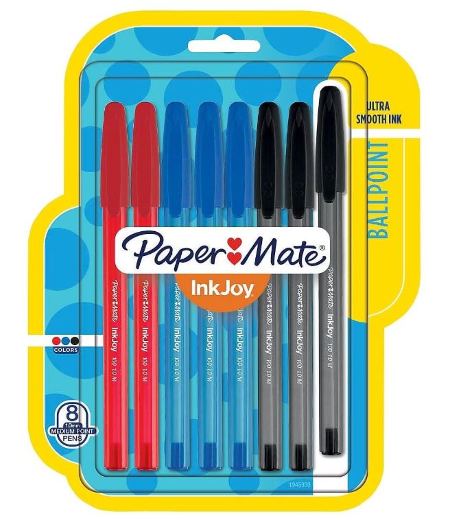 Paper Mate InkJoy 100ST Ballpoint Pens Medium Point Assorted Color Pkg. 8