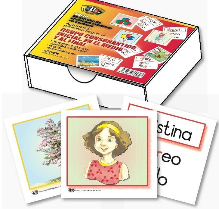Tarjetas Agrupando Palabras Según El Sonido Consonántico Medio o Final Cj. 60