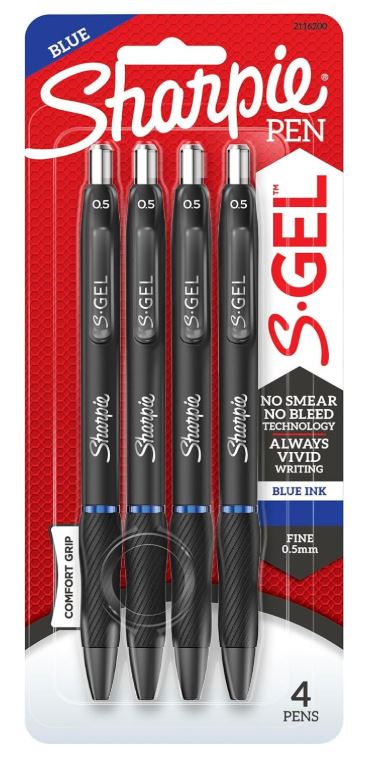 Sharpie S-Gel Pens Fine Point 0.5 mm Blue Pkg. 4