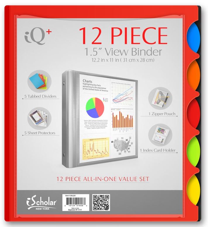 iQ+ 12 Piece 1.5" Heavyweight Poly View Binder