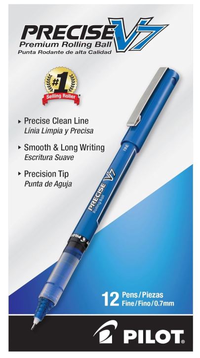 Precise V7 Rolling Ball Stick Pens 0.7 mm Fine Point Blue Ink CJ. 12