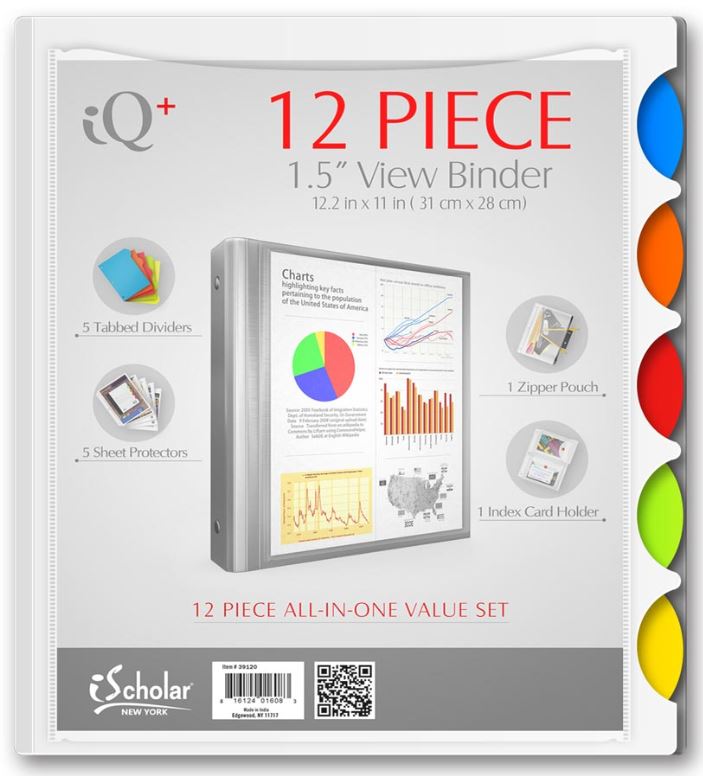 iQ+ 12 Piece 1.5" Heavyweight Poly View Binder