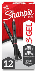 Sharpie S-Gel Pens Fine Point 0.5 mm Red Cj. 12