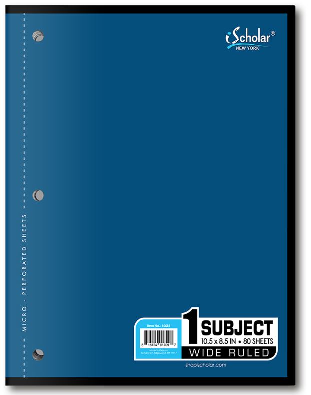 1 Subject Coil-less Notebook Wide Ruled 80 Sheet