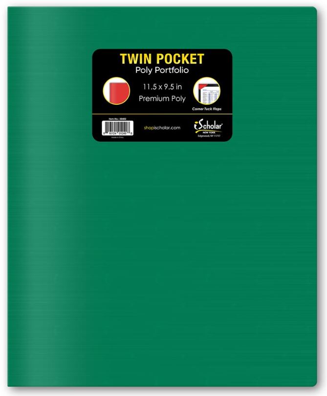 Twin Pocket Poly Portfolio No Hole Punch