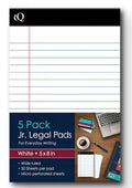 iQ Jr. Legal Pads White 5" x 8" 250 Sheets Pkg. 5