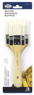 White Taklon  Flat Brush Set Pkg. 3