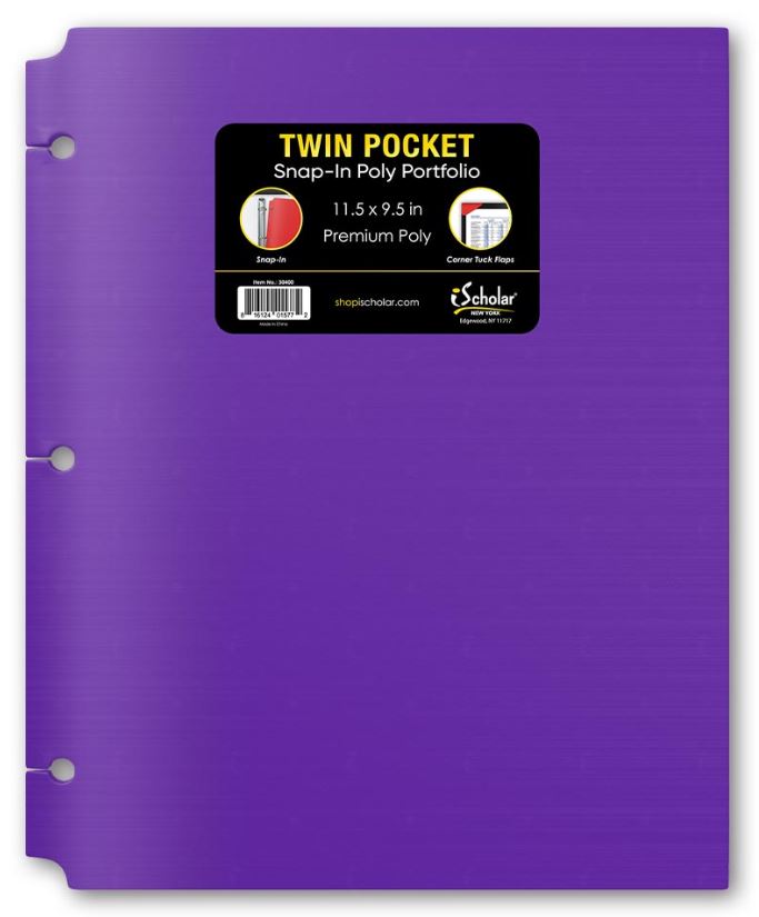 Twin Pocket Poly Portfolio With Hole Punch
